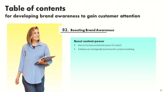 Developing Brand Awareness To Gain Customer Attention Ppt PowerPoint Presentation Complete Deck With Slides