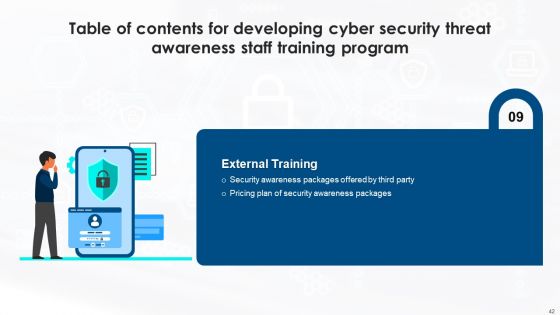 Developing Cyber Security Threat Awareness Staff Training Program Ppt PowerPoint Presentation Complete Deck With Slides