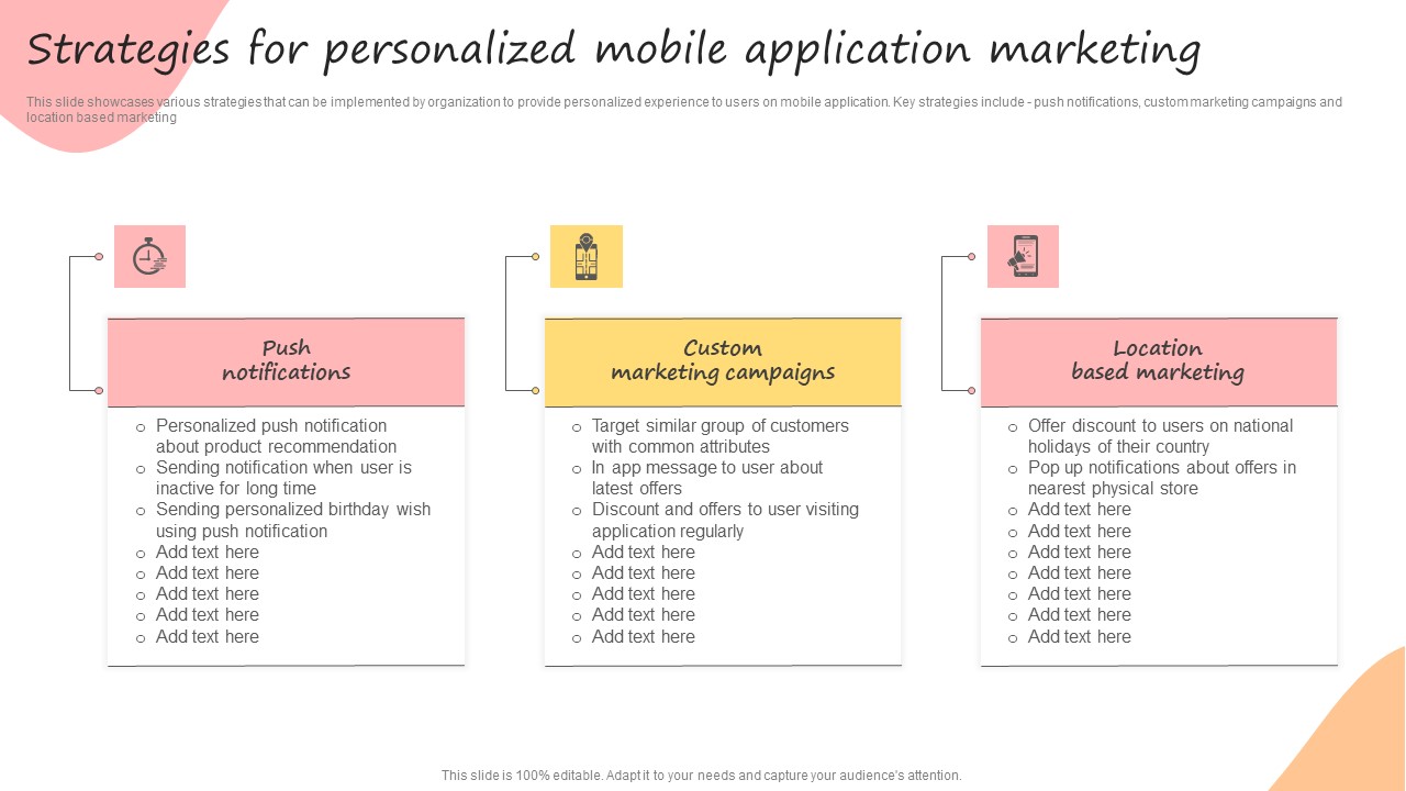 Developing Promotional Strategic Plan For Online Marketing Strategies For Personalized Mobile Application Marketing Inspiration PDF