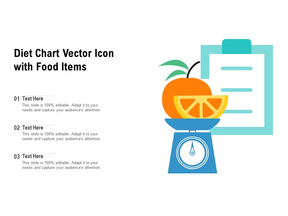 Diet Chart Vector Icon With Food Items Ppt PowerPoint Presentation Styles Graphics Template PDF