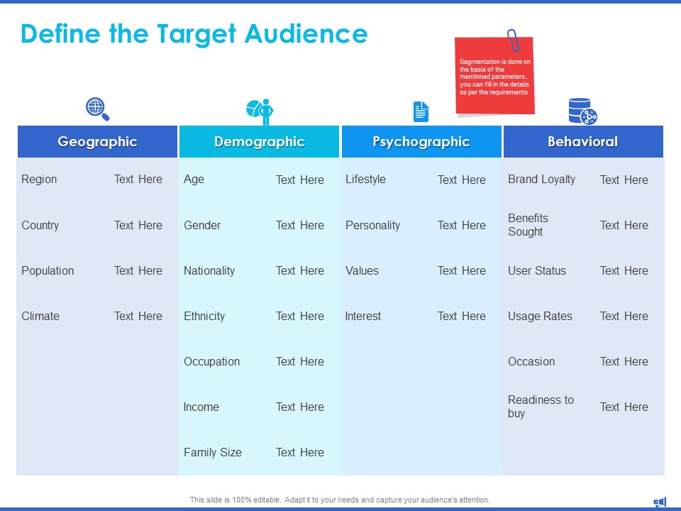 Digital Marketing Progress Report Define The Target Audience Demographic Ppt Icon Slides PDF