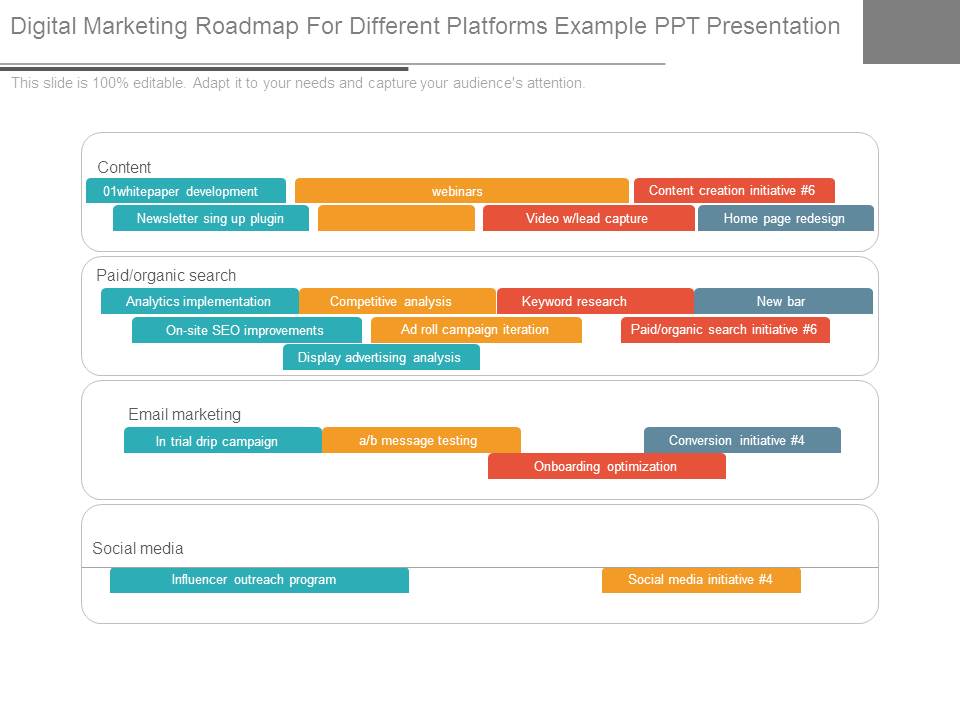 Digital Marketing Roadmap For Different Platforms Example Ppt Presentation