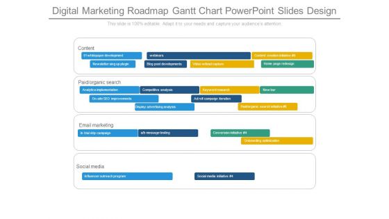 Digital Marketing Roadmap Gantt Chart Powerpoint Slides Design