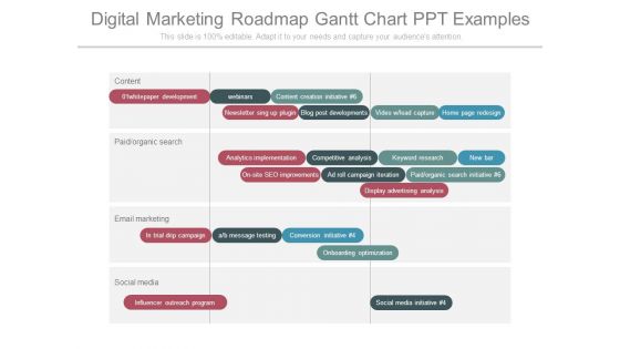 Digital Marketing Roadmap Gantt Chart Ppt Examples