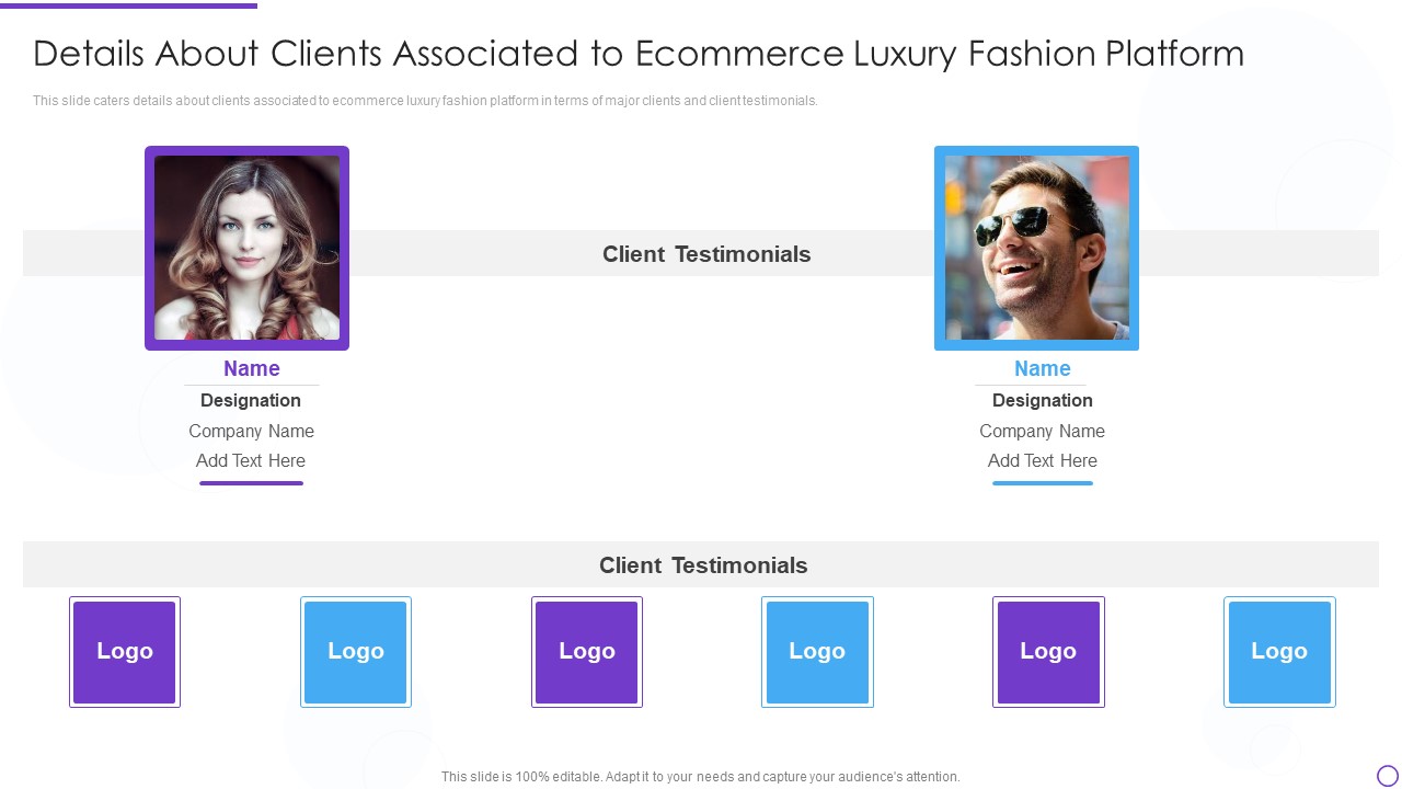 Digital Premium Fashion Platform Investor Financing Elevator Details About Clients Associated To Ecommerce Infographics PDF
