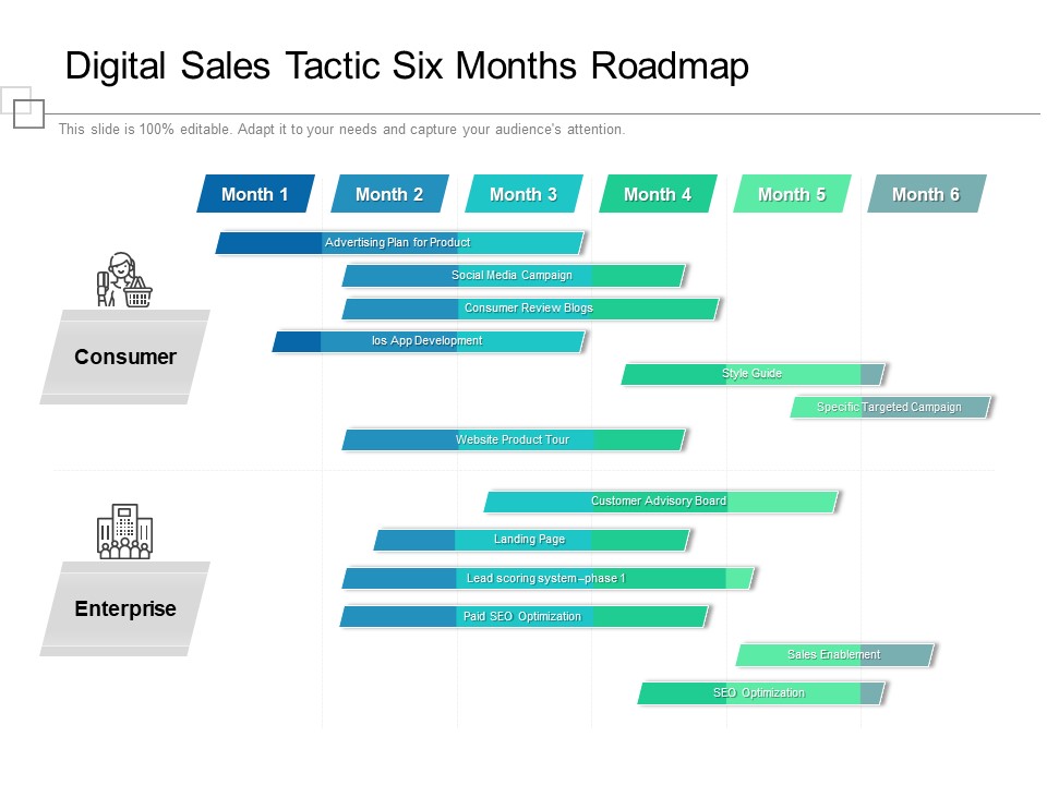 Digital Sales Tactic Six Months Roadmap Designs