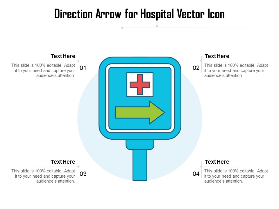 Direction Arrow For Hospital Vector Icon Ppt PowerPoint Presentation Portfolio Background Images PDF