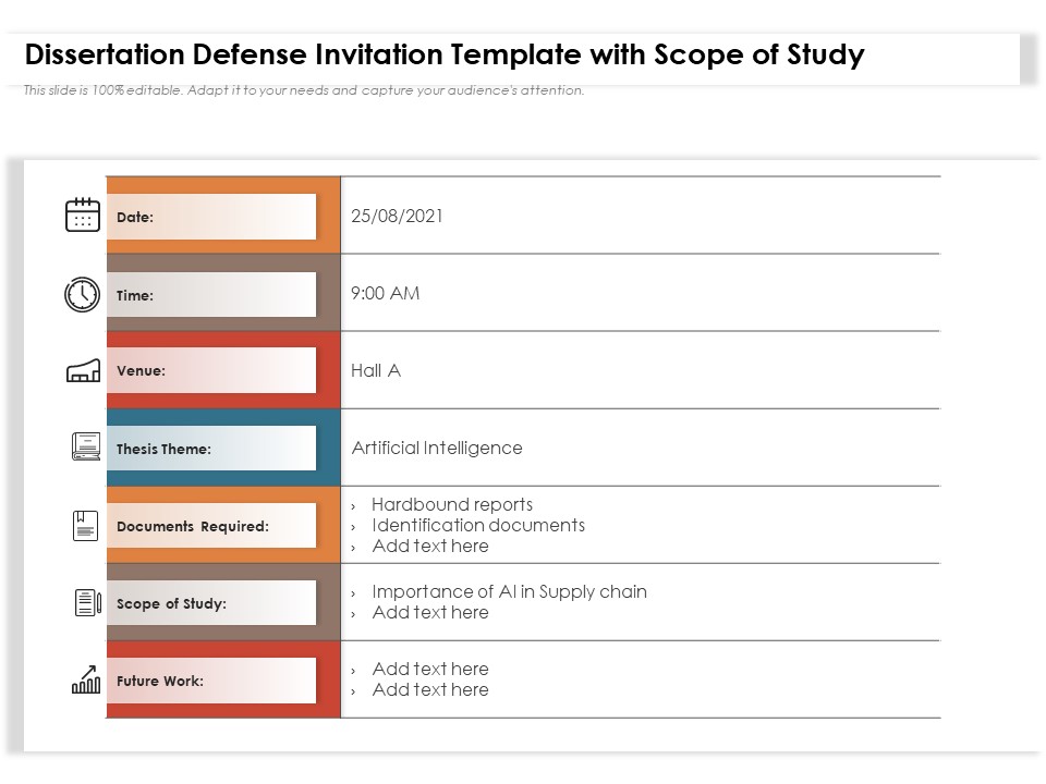 Dissertation Defense Invitation Template With Scope Of Study Ppt PowerPoint Presentation Infographics Visuals PDF