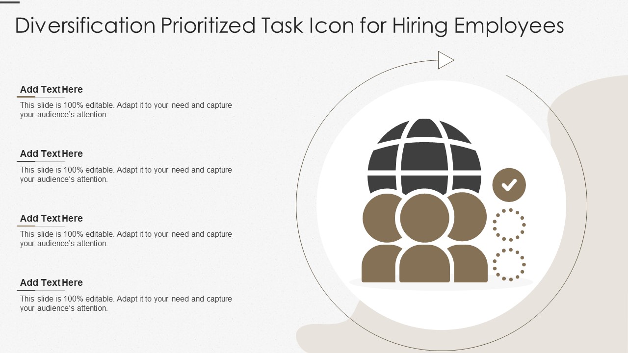 Diversification Prioritized Task Icon For Hiring Employees Ppt Portfolio