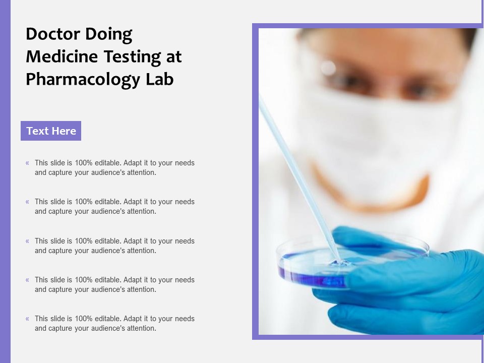 Doctor Doing Medicine Testing At Pharmacology Lab Ppt PowerPoint Presentation Styles Clipart Images PDF