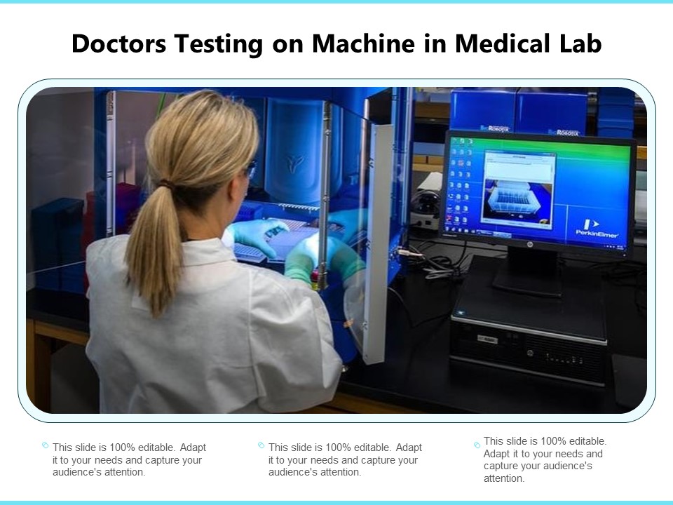 Doctors Testing On Machine In Medical Lab Ppt PowerPoint Presentation File Model PDF