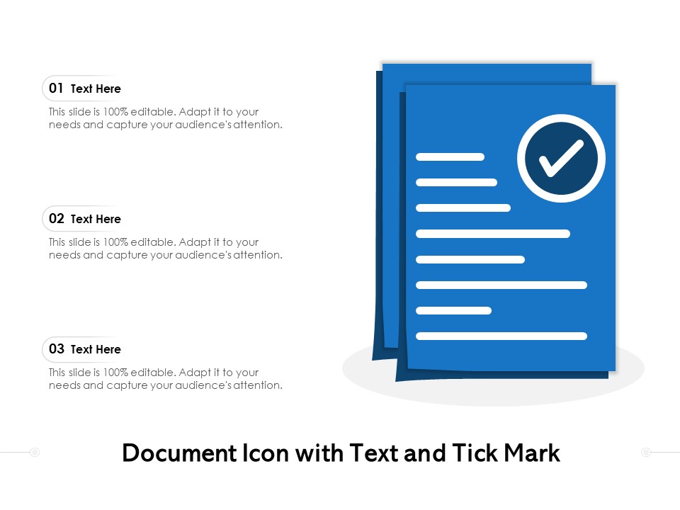 Document Icon With Text And Tick Mark Ppt PowerPoint Presentation File Designs PDF