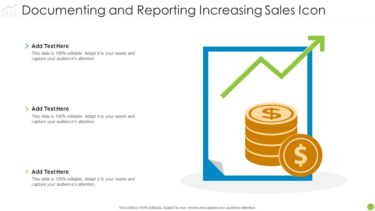 Documenting And Reporting Increasing Sales Icon Inspiration PDF