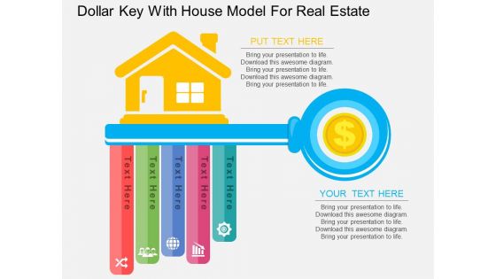 Dollar Key With House Model For Real Estate Powerpoint Template
