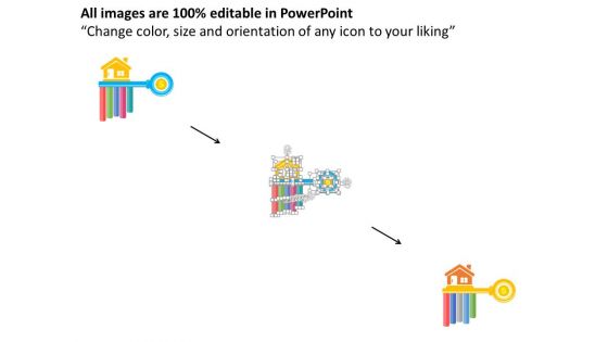 Dollar Key With House Model For Real Estate Powerpoint Template