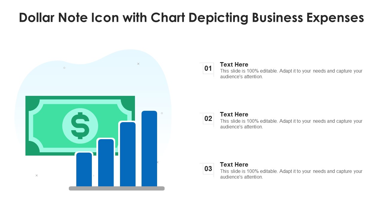 Dollar Note Icon With Chart Depicting Business Expenses Ppt PowerPoint Presentation Gallery Model PDF