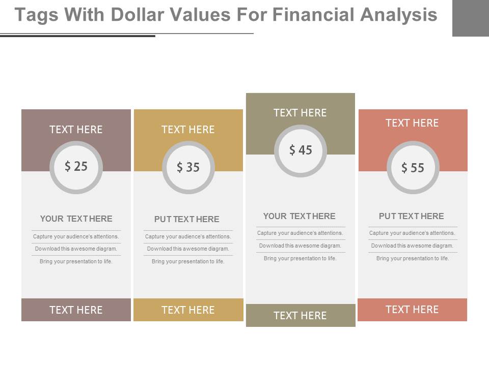 Dollar Value Pricing Table Powerpoint Slides