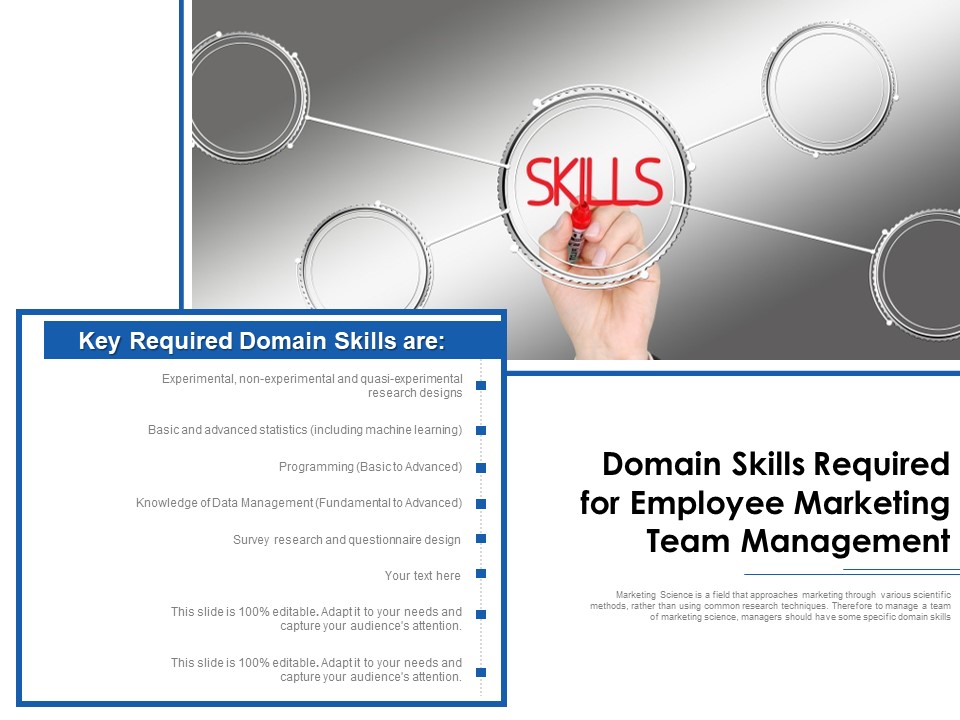 Domain Skills Required For Employee Marketing Team Management Ppt PowerPoint Presentation File Design Ideas PDF