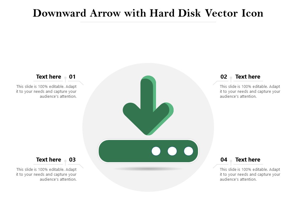 Downward Arrow With Hard Disk Vector Icon Ppt PowerPoint Presentation Gallery Background Designs PDF