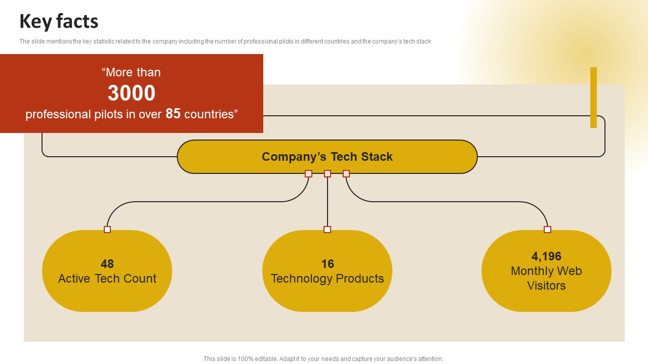 Drone Service Company Investor Funding Elevator Pitch Deck Key Facts Clipart PDF