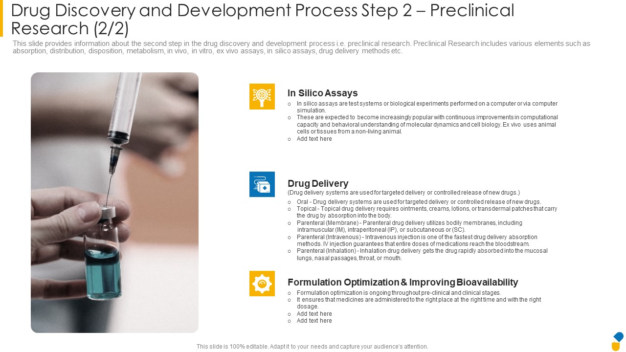 Drug Discovery And Development Process Step 2 Preclinical Research Delivery Summary PDF