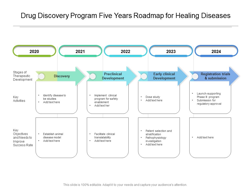 Drug Discovery Program Five Years Roadmap For Healing Diseases Slides