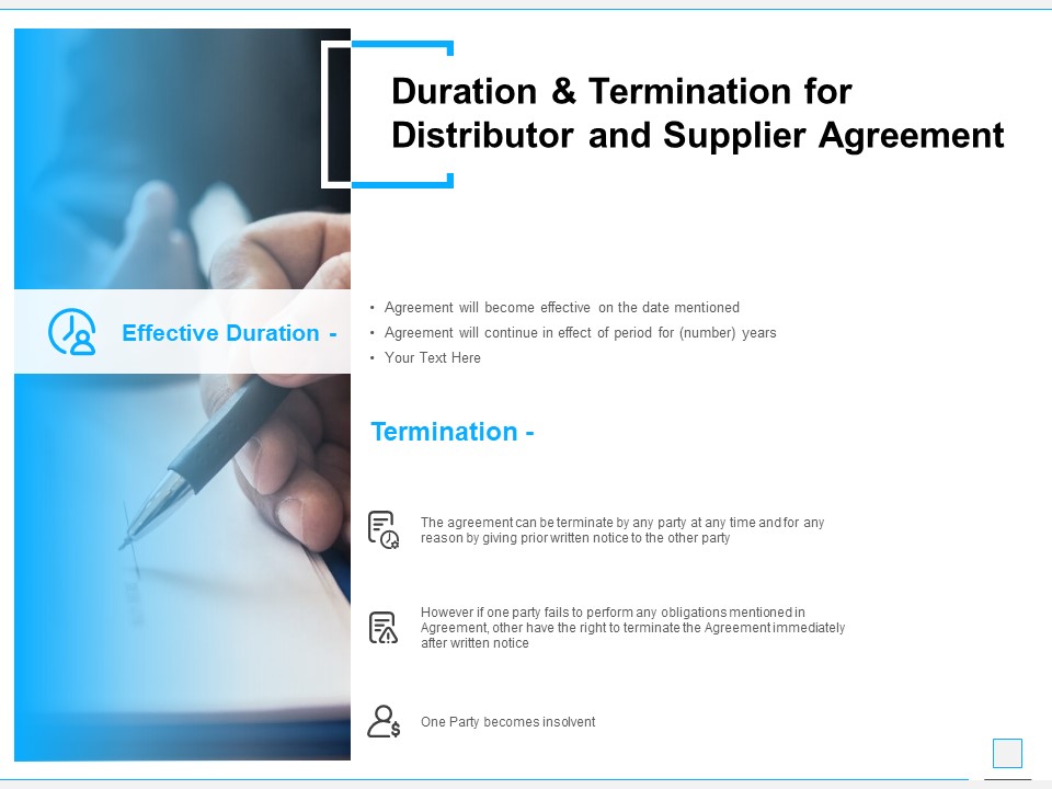 Duration And Termination For Distributor And Supplier Agreement Ppt PowerPoint Presentation Visual Aids Portfolio