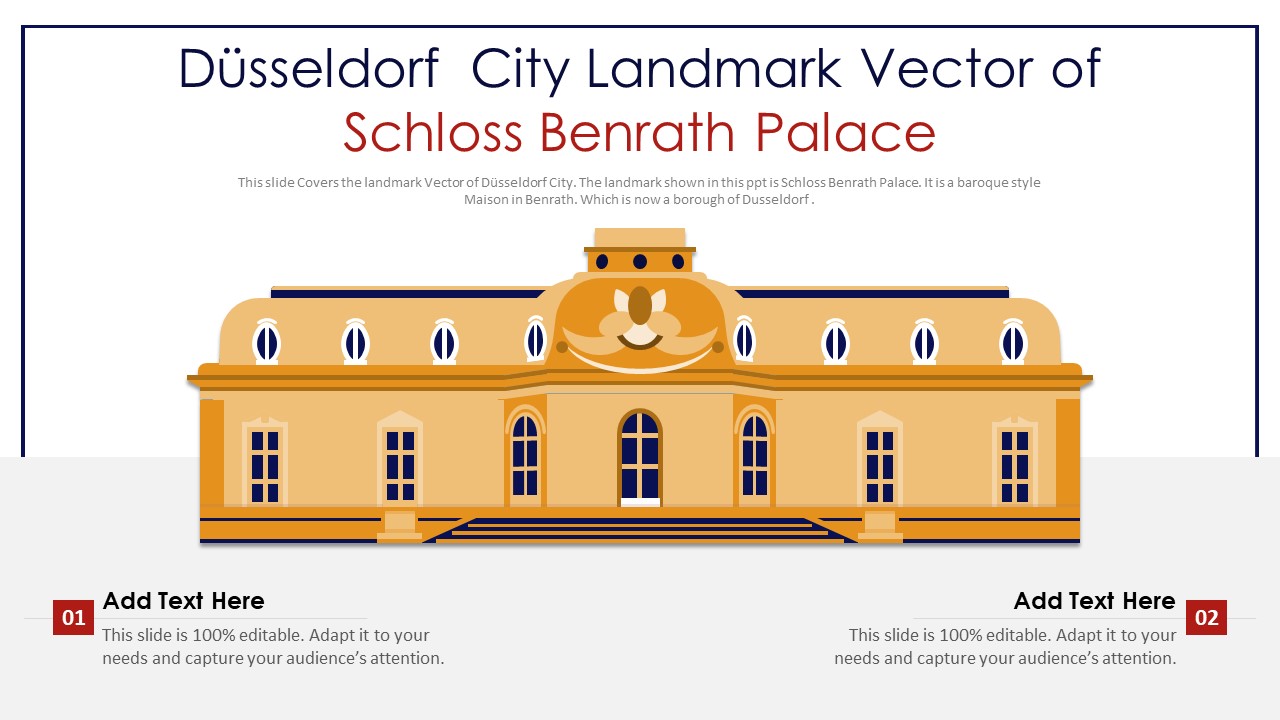 Dusseldorf City Landmark Vector Of Schloss Benrath Palace PowerPoint Presentation PPT Template PDF