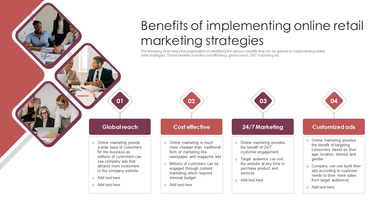 E Commerce Marketing Techniques To Boost Sales Benefits Of Implementing Online Retail Marketing Strategies Summary PDF