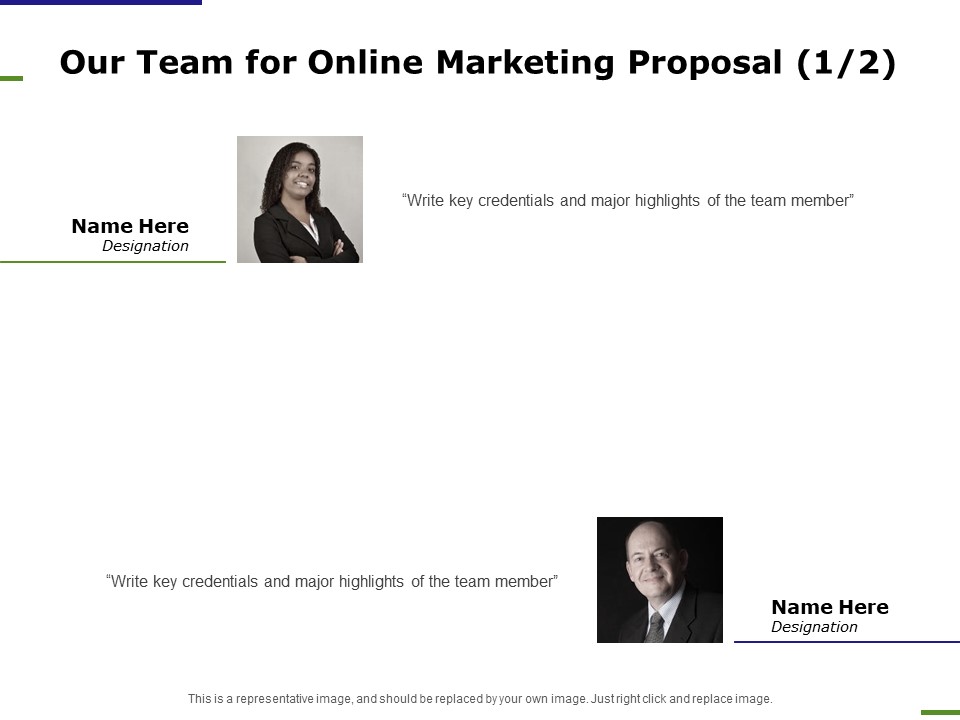 E Marketing Our Team For Online Marketing Proposal Highlights Ppt Summary Vector PDF