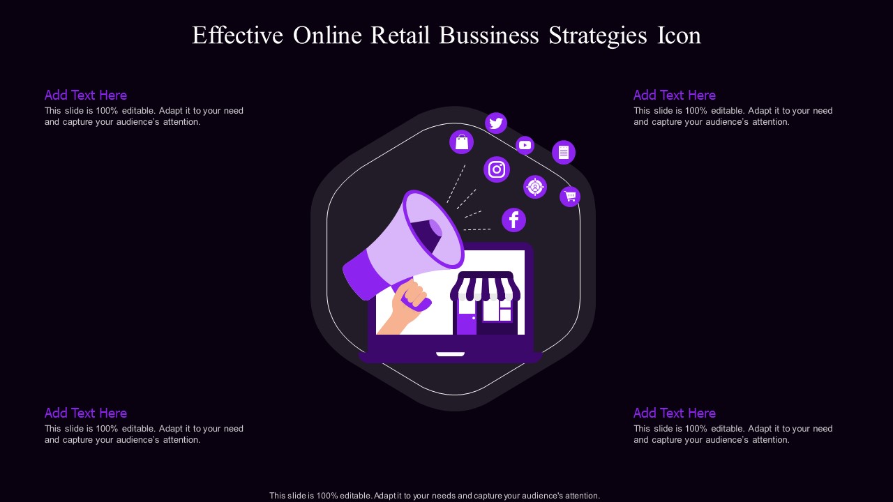 Effective Online Retail Bussiness Strategies Icon Structure PDF