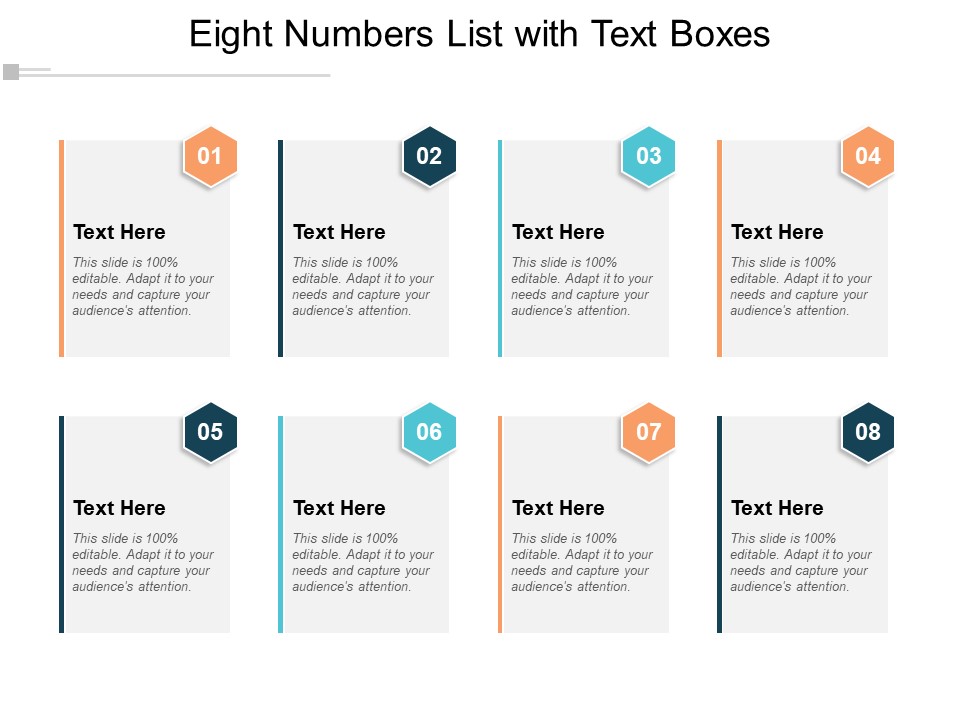 Eight Numbers List With Text Boxes Ppt PowerPoint Presentation Inspiration Influencers