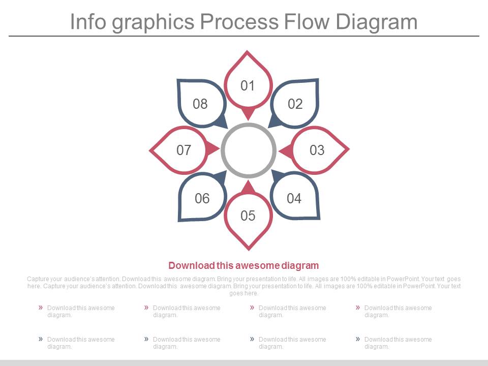 Eight Steps Flower Diagram For Process Flow Powerpoint Slides