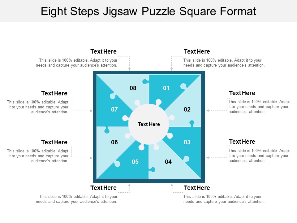 Eight Steps Jigsaw Puzzle Square Format Ppt PowerPoint Presentation Styles Visual Aids