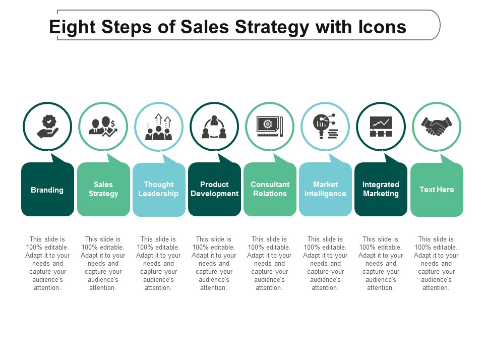 Eight Steps Of Sales Strategy With Icons Ppt Powerpoint Presentation Icon Graphics