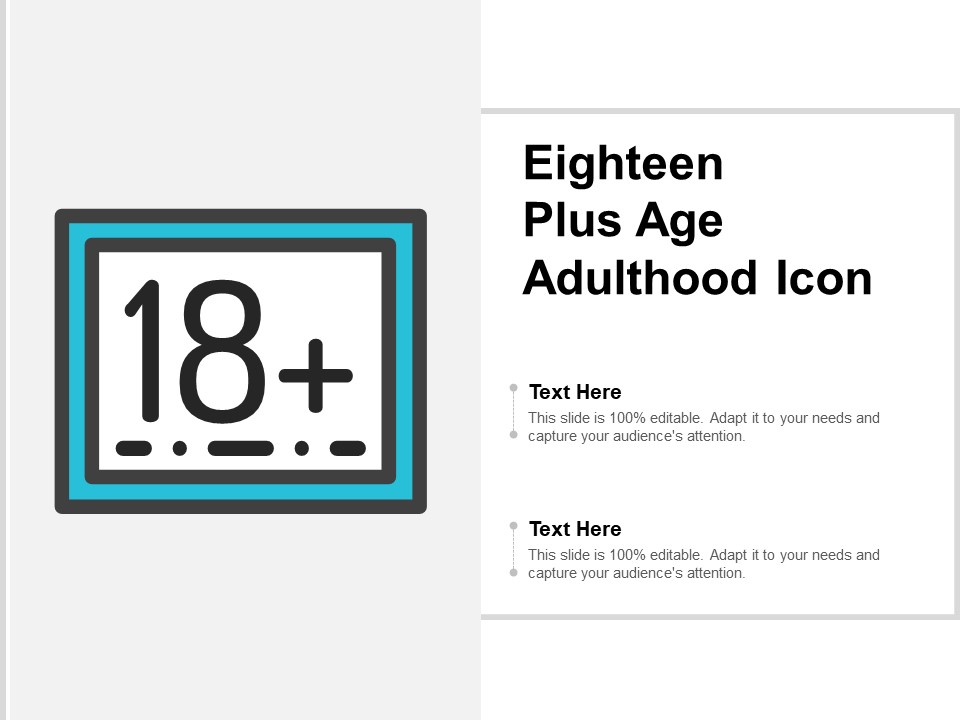 Eighteen Plus Age Adulthood Icon Ppt PowerPoint Presentation Layouts Guidelines
