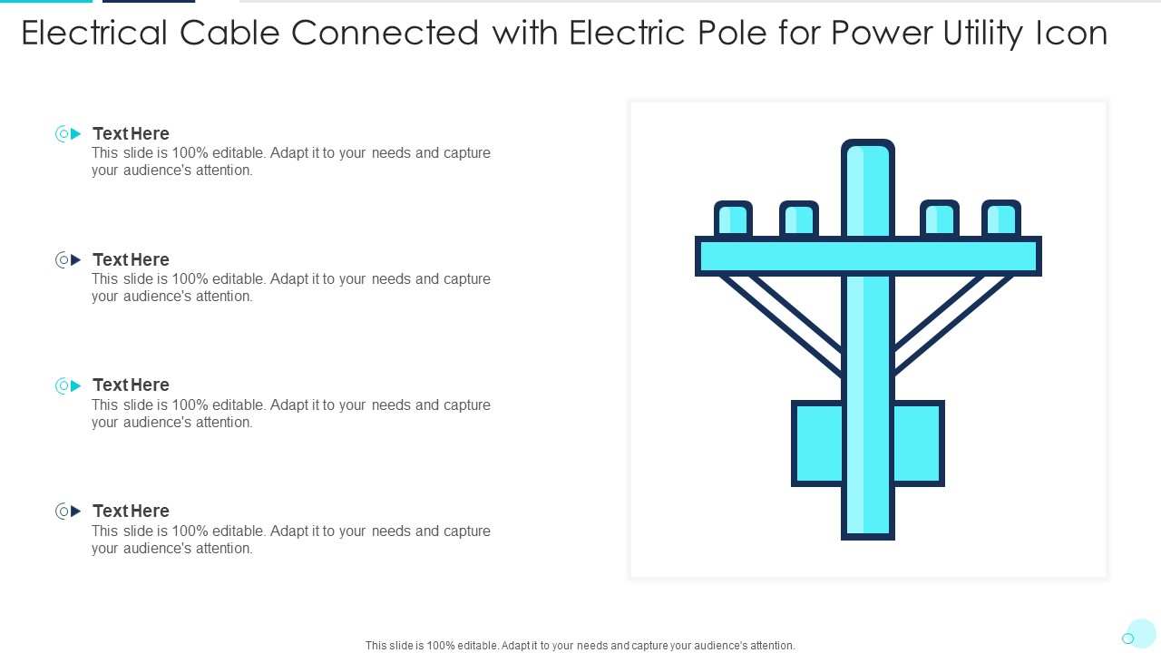 Electrical Cable Connected With Electric Pole For Power Utility Icon Graphics PDF