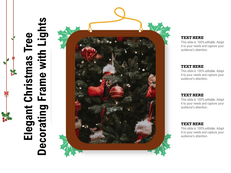 Elegant Christmas Tree Decorating Frame With Lights Ppt PowerPoint Presentation Infographic Template Graphics Example PDF