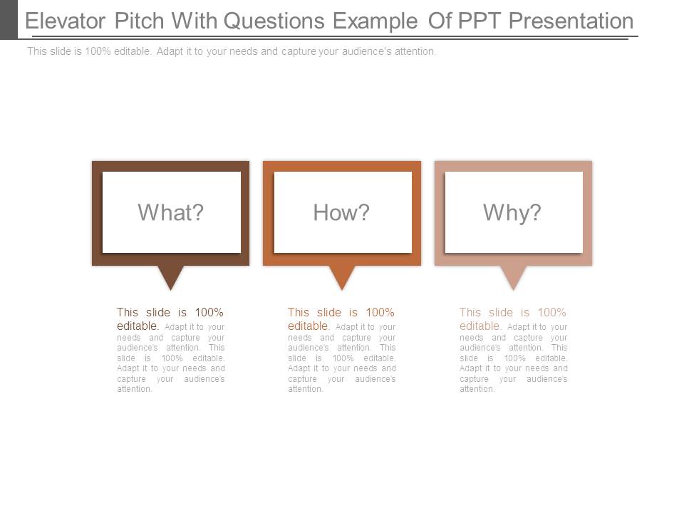 Elevator Pitch With Questions Example Of Ppt Presentation