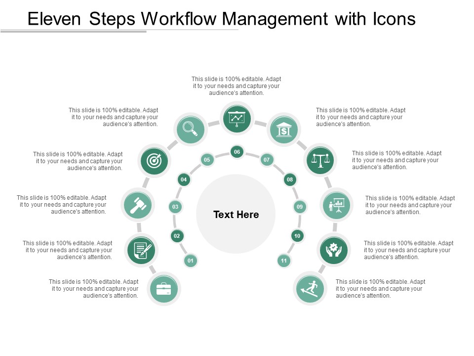 Eleven Steps Workflow Management With Icons Ppt PowerPoint Presentation Infographics Slides