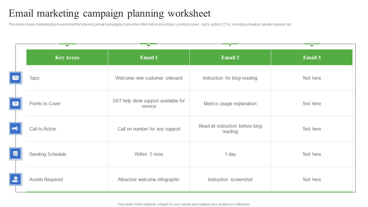 Email Marketing Campaign Planning Worksheet Infographics PDF