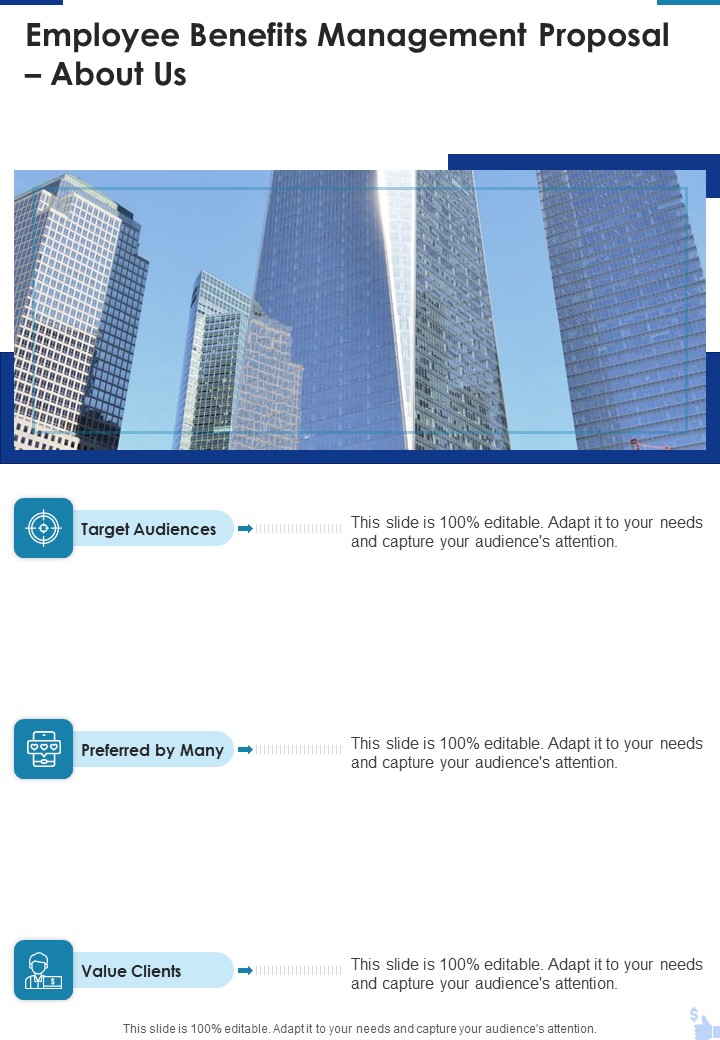Employee Benefits Management Proposal About Us One Pager Sample Example Document