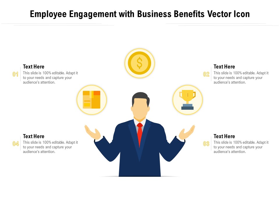 Employee Engagement With Business Benefits Vector Icon Ppt PowerPoint Presentation Styles Rules PDF