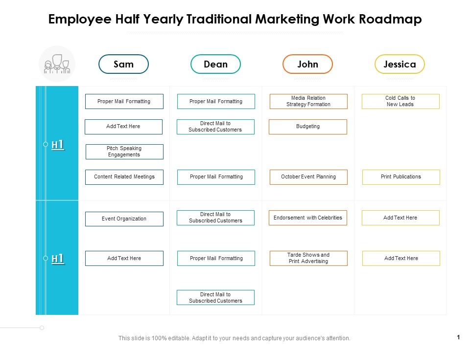 Employee Half Yearly Traditional Marketing Work Roadmap Download