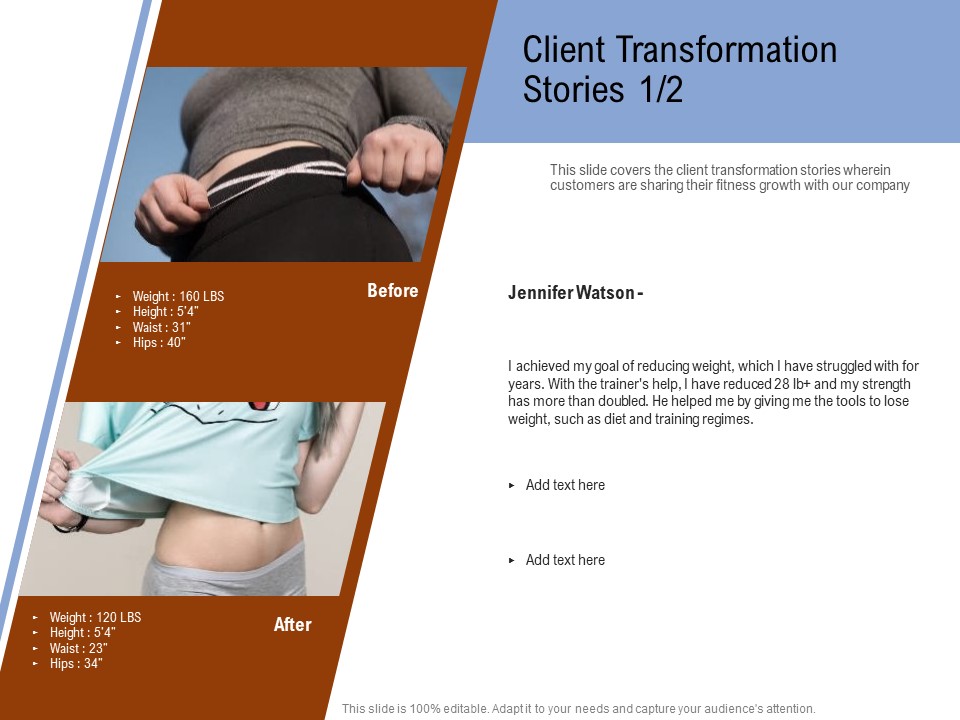 Employee Health And Fitness Program Client Transformation Stories Teamwork Brochure PDF