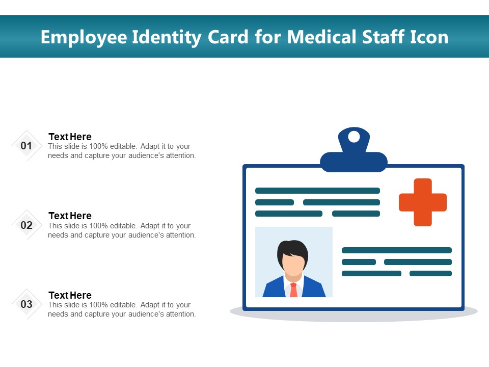 Employee Identity Card For Medical Staff Icon Ppt PowerPoint Presentation Gallery Background Designs PDF