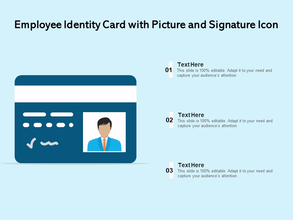 Employee Identity Card With Picture And Signature Icon Ppt PowerPoint Presentation Gallery Shapes PDF