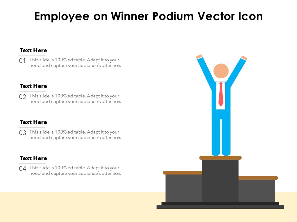 Employee On Winner Podium Vector Icon Ppt PowerPoint Presentation Pictures Styles PDF