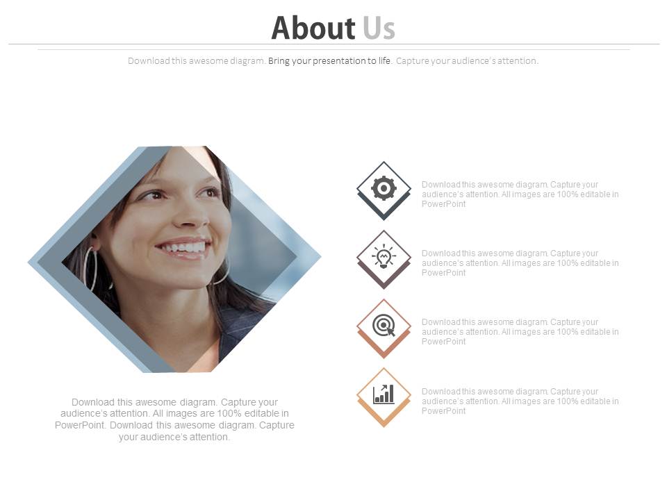 Employee Picture With Four Icons Powerpoint Slides