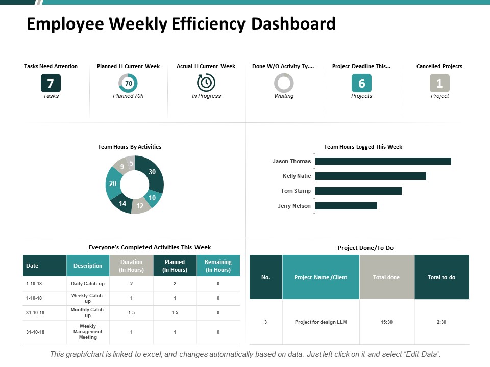 Employee Weekly Efficiency Dashboard Ppt PowerPoint Presentation Portfolio Show